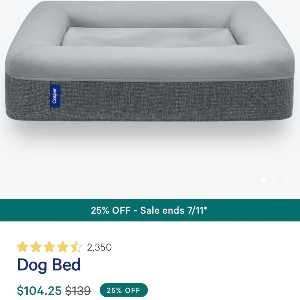 Casper dog bed size small